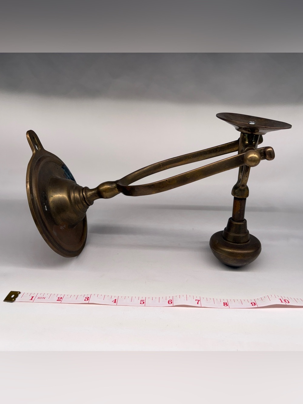 Vintage Solid Brass Gimbaled Ship's Wall Sconce Candle Holder Nautical Marine
